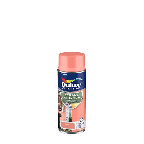 DULUX VALENTINE - Aérosol Multi-supports Ecran+ Dulux Valentine Satin - Corail 400 ml - large