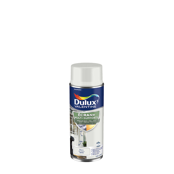 DULUX VALENTINE - Aérosol Multi-supports Ecran+ Dulux Valentine Satin - Blanc 400 ml - large