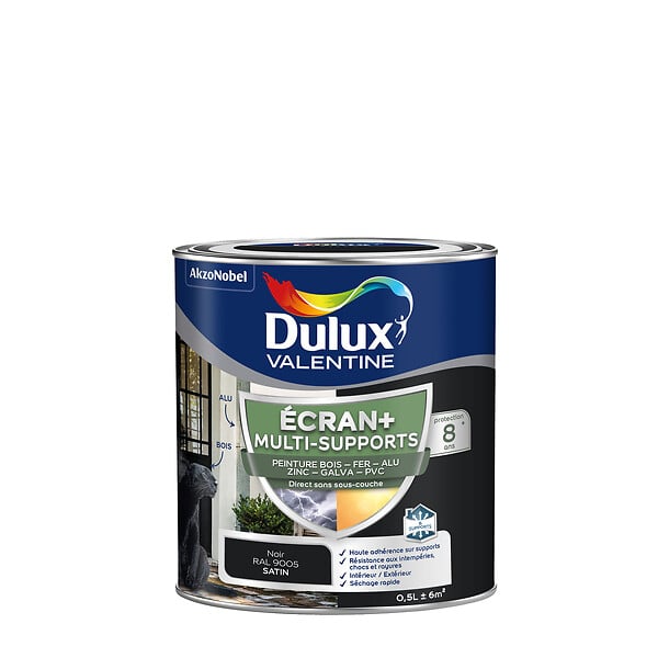 DULUX VALENTINE - Peinture Ext M/Sup Ecran+ Dulux Valentine Satin - Noir 0,5 L - large