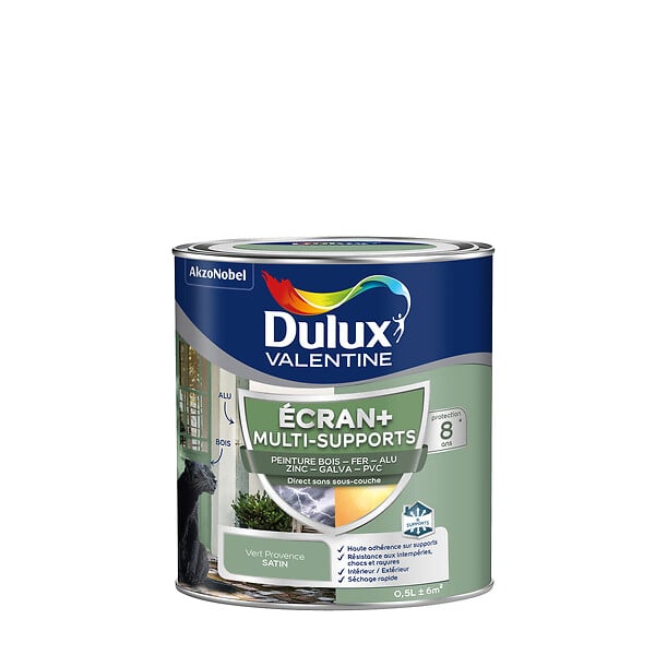 DULUX VALENTINE - Peinture Ext M/Sup Ecran+ Dulux Valentine Satin - Vert Provence 0,5 L - large