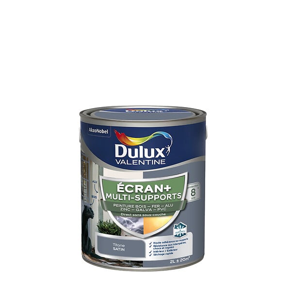 DULUX VALENTINE - Peinture extérieure multi-supports Ecran+ Satin Titane 2 L - large