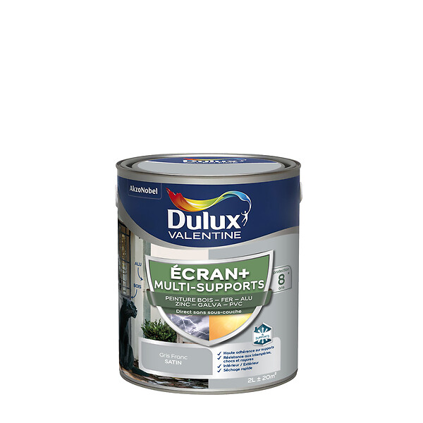 DULUX VALENTINE - Peinture extérieure Ecran+ Multi-Supports - Gris Franc 2 L - large
