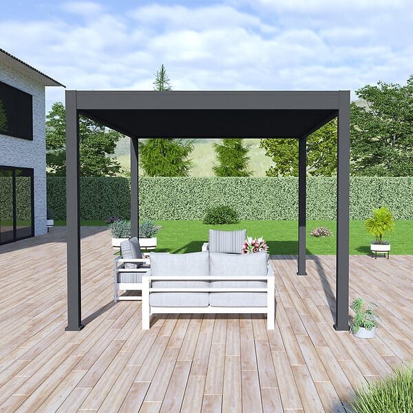 OMBREA - Pergola bioclimatique autoportante en aluminium Ombréa VS - Anthracite - 3x4m - large