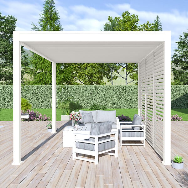 OMBREA - Pergola bioclimatique autoportante - Blanc - 3x4m - large
