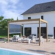 OMBREA - Pergola bioclimatique autoportante 3x4m bois et blanc - vignette