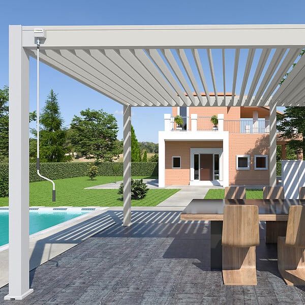 OMBREA - Pergola bioclimatique autoportante en aluminium Ombréa VS - Blanc - H.257xL.599xP.308cm - large