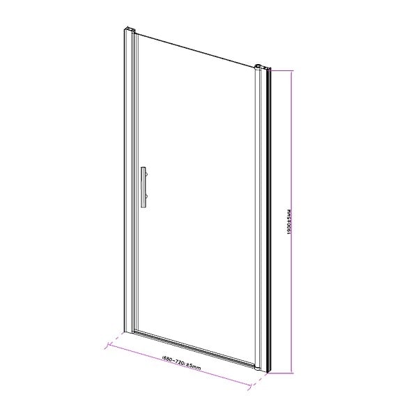 PLANETE BAIN - Porte de douche pivotante 70x190 cm aluminium chromé verre de sécurité 6 mm anticalcaire réversible - large