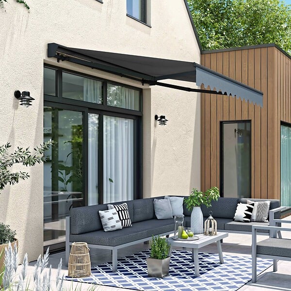 OVIALA - Store banne semi-intgral 2,5x2m en aluminium gris - Brehat - large