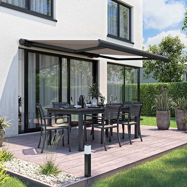 OVIALA - Store banne coffre integral 2.5x2m aluminium taupe - Capri - large