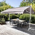 OVIALA - Store double pente avec coffre 3 x 4 m en aluminium écru  - Delgada - vignette