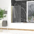 AURLANE - Pare baignoire Rabattable 80x140cm - Profilé Or Doré Brossé - Verre Trempé Ondulé 5mm - WAVY - vignette