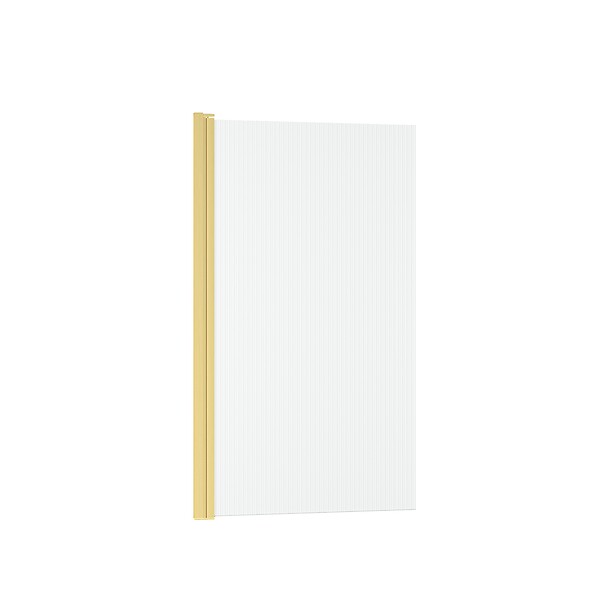 AURLANE - Pare baignoire Rabattable 80x140cm - Profilé Or Doré Brossé - Verre Trempé Ondulé 5mm - WAVY - large