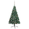 VIDAXL - vidaXL Demi-arbre de Noël artificiel pré-éclairé et boules vert 240 cm - vignette