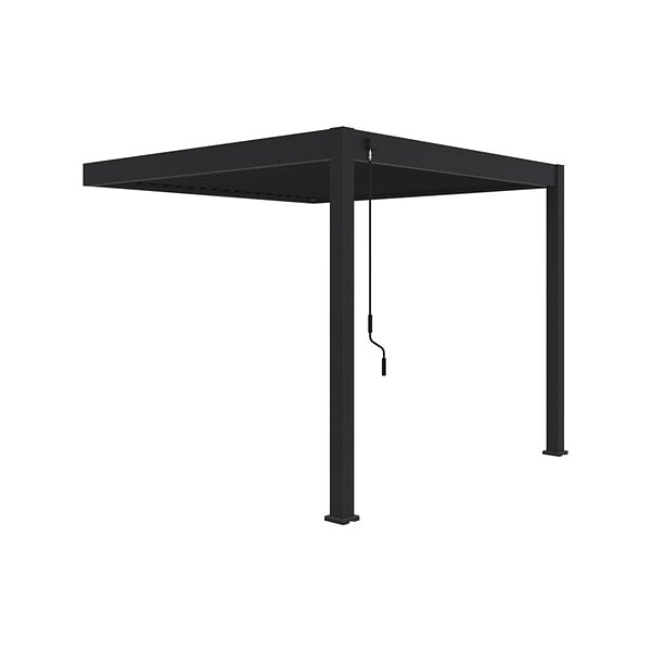 OMBREA - Pergola bioclimatique adossée aluminium OMBREA VS - Anthracite - 3x3m - H.257xL.302xP.301cm - large