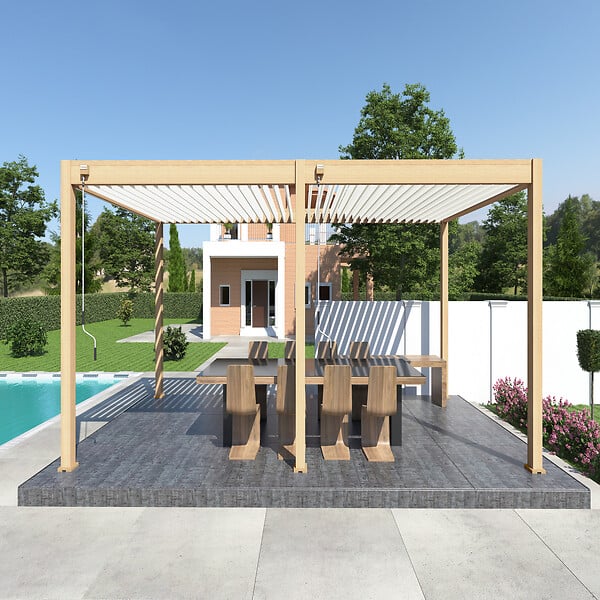 OMBREA - Pergola bioclim. 3x6m bois et blanc OMBREA - large