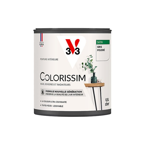 V33 PEINTURE - Peinture satinée multi-supports Gris poudré 0,5L - large