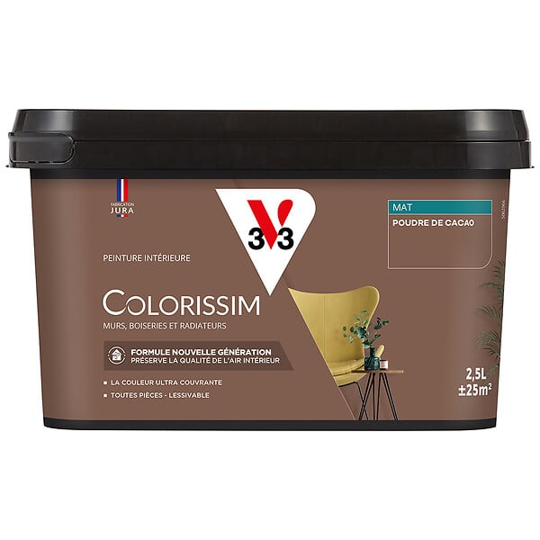 V33 PEINTURE - Peinture multi-supports mat - V33 Colorissi - Poudre de cacao - 2,5L - large