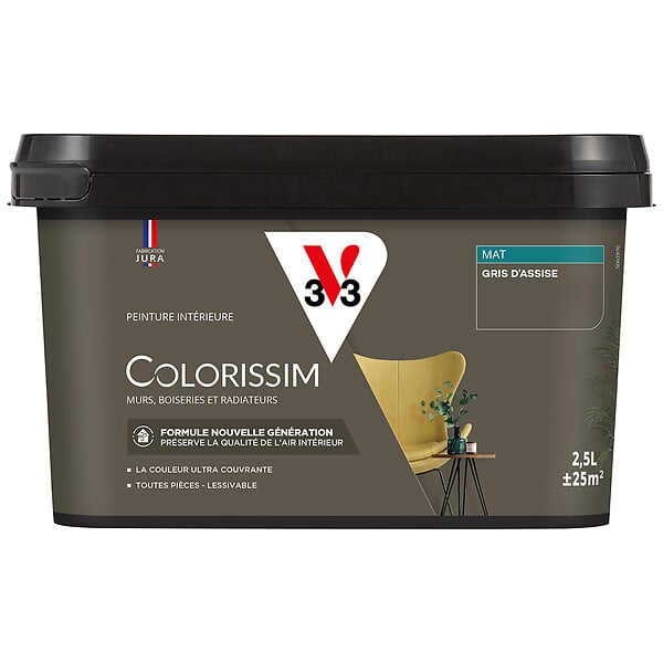 V33 PEINTURE - Peinture de finition mate - Colorissi Gris d'Assise - 2.5L - large