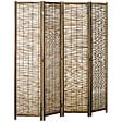 HOMCOM - Paravent intérieur 4 panneaux pliables séparateur de pièce bois de paulownia roseau - vignette