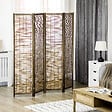 HOMCOM - Paravent intérieur 4 panneaux pliables séparateur de pièce bois de paulownia roseau - vignette