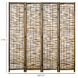 HOMCOM - Paravent intérieur 4 panneaux pliables séparateur de pièce bois de paulownia roseau - vignette