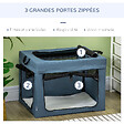 PAWHUT - Sac de transport pliable pour chien chat - 2 poignées, 3 portes - dim. 69L x 51l x 51H cm - acier polyester bleu - vignette