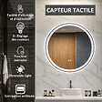 KLEANKIN - Miroir rond lumineux LED de salle de bain Ø 80 cm mural avec éclairage 3 couleurs interrupteur tactile système antibuée 46W blanc argent - vignette