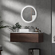 KLEANKIN - Miroir rond lumineux LED de salle de bain Ø 60 cm mural avec éclairage 3 couleurs interrupteur tactile système antibuée 29 W gris - vignette