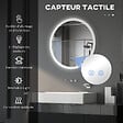 KLEANKIN - Miroir rond lumineux LED de salle de bain Ø 70 cm mural avec éclairage 3 couleurs interrupteur tactile système antibuée 35W blanc argent - vignette