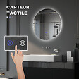 KLEANKIN - Miroir rond lumineux LED de salle de bain 70 cm avec éclairage interrupteur tactile système antibuée miroir mural LED à luminosité réglable 35 W gris - vignette