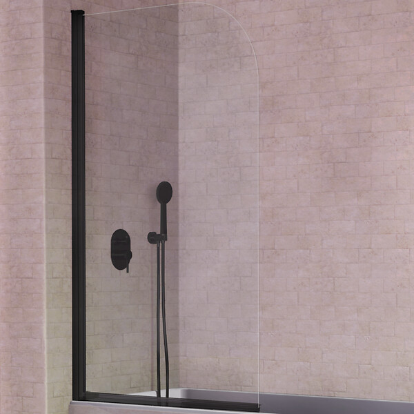 KASSANDRA - Pare-baignoire pivotant RITA profil noir mat 85 x 150 cm - large