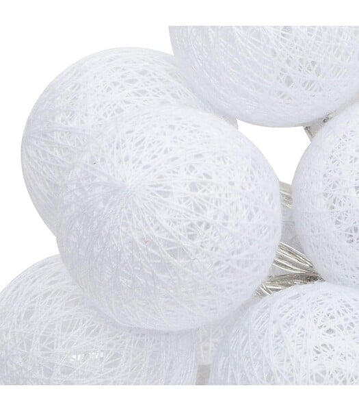 ATMOSPHERA - Guirlande décorative à piles 10 LED Boules en Coton Blanc D 6 x L 165 cm - large