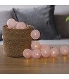 ATMOSPHERA - Guirlande décorative lumineuse 20 LED Boules en Coton Rose D 6 x L 435 cm - vignette
