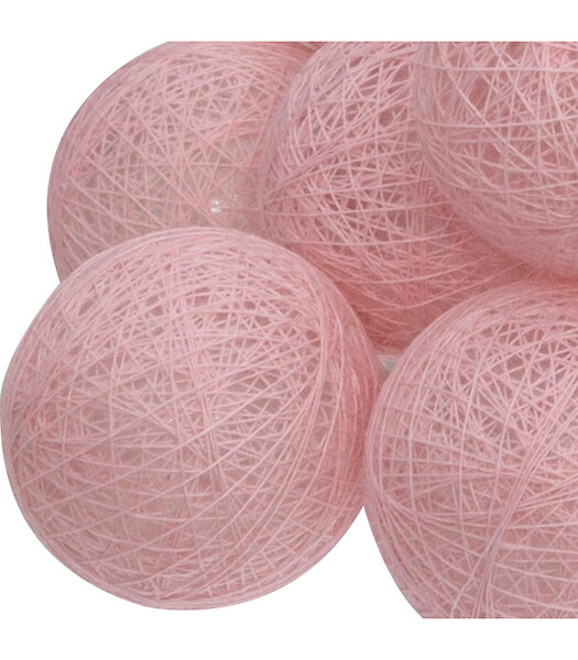 ATMOSPHERA - Guirlande décorative lumineuse 20 LED Boules en Coton Rose D 6 x L 435 cm - large