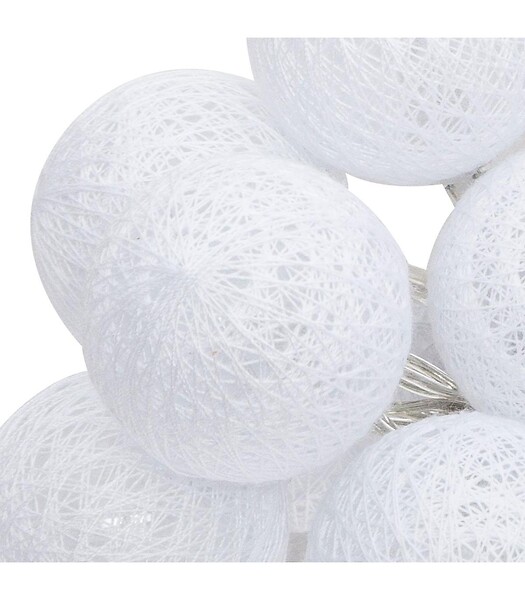 ATMOSPHERA - Guirlande décorative à piles 16 LED Boules en Coton Blanc D 3,5 x L 255 cm - large