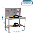 SIMON RACK - établi d'atelier métallique complet SimonRack Simonwork BT2 1200 gris/bois 1445x1210x600mm, panneau perforé et étagère, capacité de charge 600kg Simon Rack - vignette