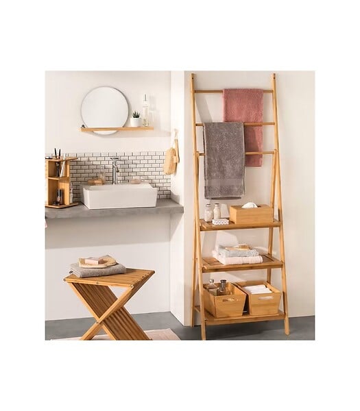 5 FIVE SIMPLY SMART - Étagère de rangement 3 niveaux avec Porte-serviette en Bambou H 152 cm - large
