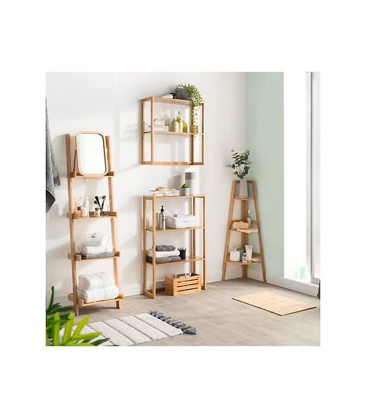 5 FIVE SIMPLY SMART - Étagère de rangement d'angle 3 niveaux en Bambou H 103 cm - large