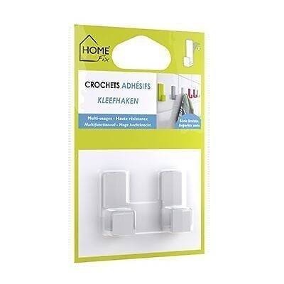 HOME FIXE - 2 petits crochets adhésifs blanc - large