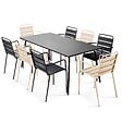OVIALA - Ensemble table de jardin et 8 fauteuils en métal ivoire et gris - Palavas - vignette