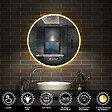 AICA SANITAIRE - Horloge LED rond anti-buée miroir de salle de bain tricolore tactile 70x70cm - vignette