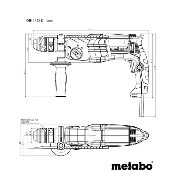 METABO - Marteau perforateur burineur SDS Plus KHE 2645 Quick Coffret - large