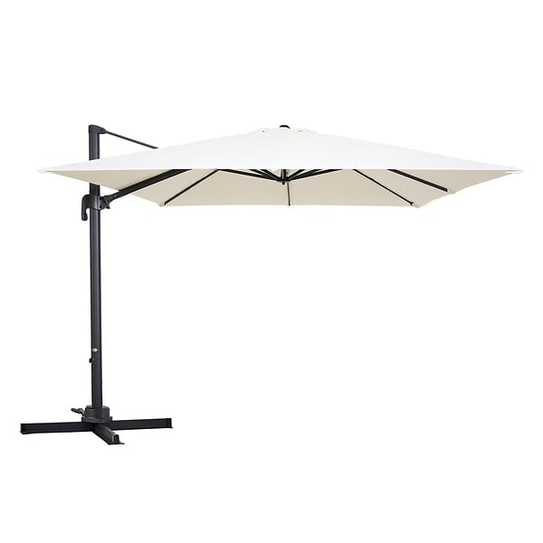 OVIALA - Parasol déporté inclinable et rotatif 3 x 3m en aluminium écru - Malaga - large