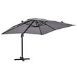 OVIALA - Parasol déporté inclinable et rotatif 3 x 3m en aluminium gris - Malaga - vignette