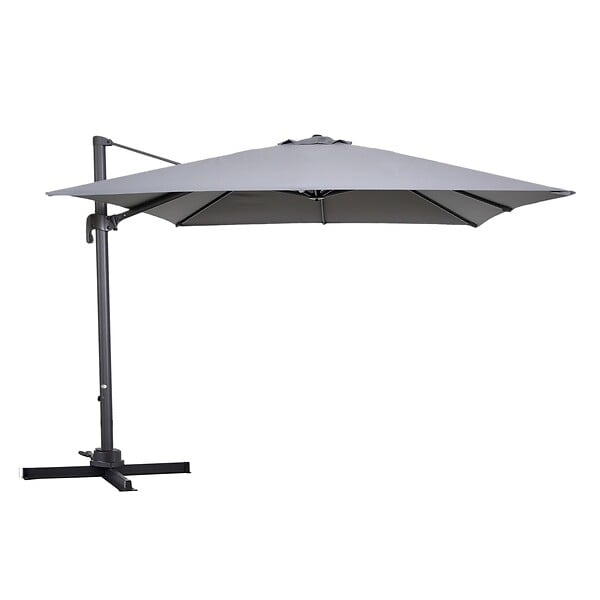 OVIALA - Parasol déporté inclinable et rotatif 3 x 3m en aluminium gris - Malaga - large