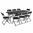 OVIALA - Ensemble table et chaises pliantes noir - REKKEM - vignette