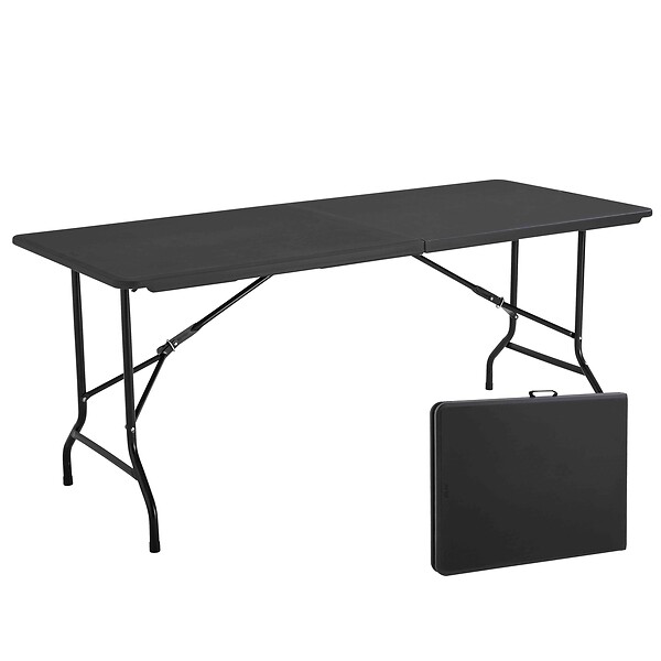 OVIALA - Ensemble table et chaises pliantes noir - REKKEM - large