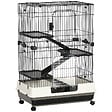PAWHUT - Cage pour cochons d'Inde chinchilla rongeur sur roulettes - 3 étages, 2 portes, trappe, plateau déjection - noir gris - vignette