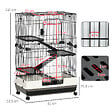 PAWHUT - Cage pour cochons d'Inde chinchilla rongeur sur roulettes - 3 étages, 2 portes, trappe, plateau déjection - noir gris - vignette