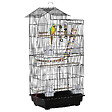 PAWHUT - Cage à oiseaux volière 46 x 36 x 100 cm - 2 portes, 9 trappes, plateau déjection, nombreux accessoires - noir - vignette